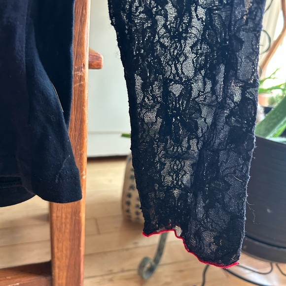 Elemente Clemente Black Y2K Embellished Floral Long Sleeve Tee Size Small - Picture 4 of 15